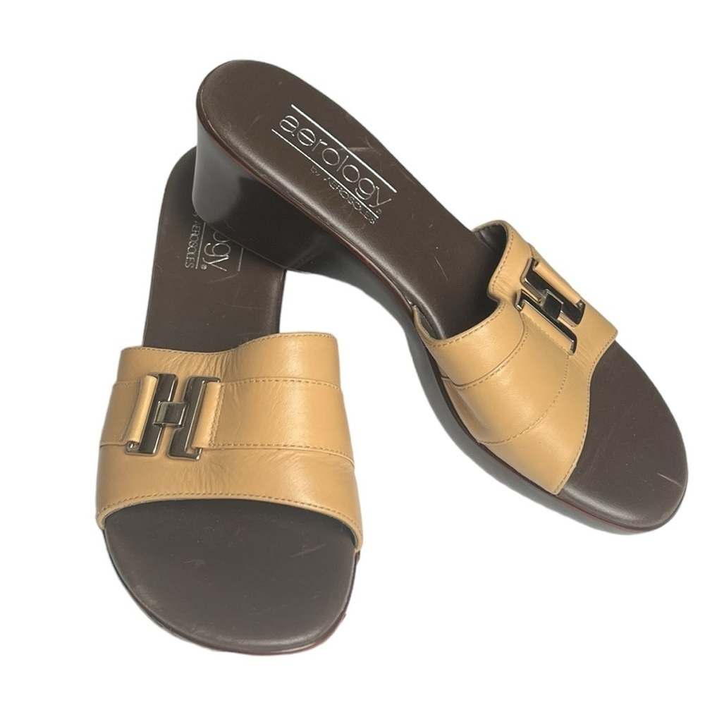 Aerology by Aerosoles Buckle II Slide On Sandals in Tan Women’s Size 7​​​​